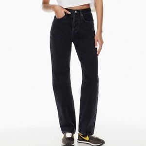 NWOT Aritzia Denim Forum Black Joni MidRise Straight Leg Jean
